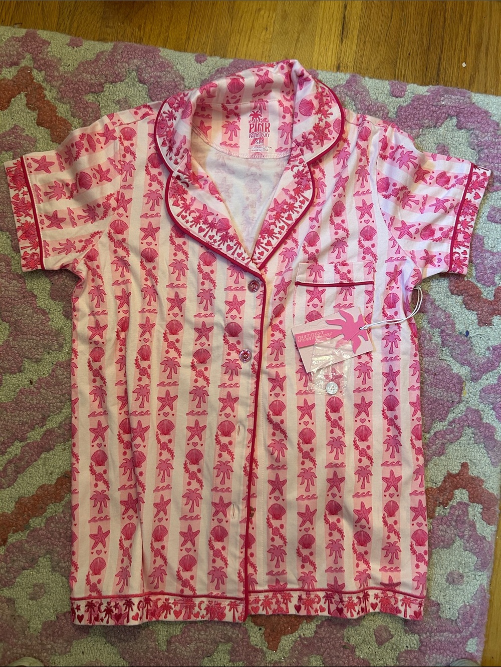 NWTags Pink Palm Puff pink Pajama Top ✨Size Small✨